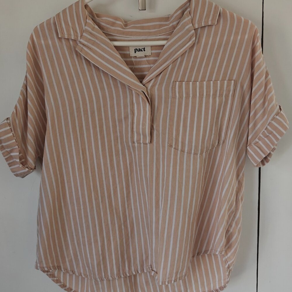 Pact Light Gauze Popover - Bondi Stripe Sunset Small